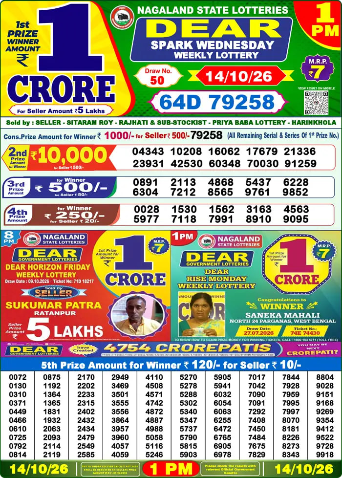 DEAR LOTTERY 1 PM